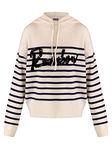 RNBW Damski sweter z kapturem, kremowy granatowy, normalny, kremowy granatowy, L