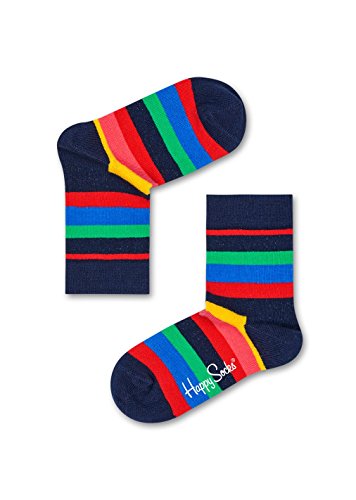 Happy Socks Stripe, kolorowe i zabawne, Skarpety dla dzieci, Niebieski-Zielony-Pomarańczowy-Czerwony-Żółty (12-24M)
