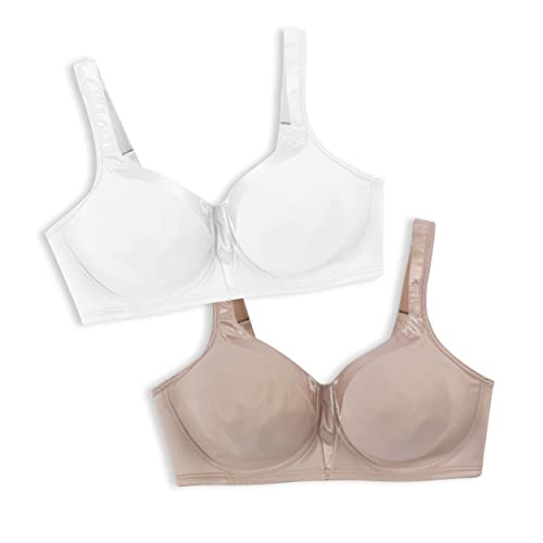 Playtex Damski biustonosz Us4803, bez fiszbin, 18 godzin, jedwabiście miękki, 2 sztuki – biały/kolor skóry, 95D (2 sztuki), 2 sztuki – biały/kolor skóry, 95D