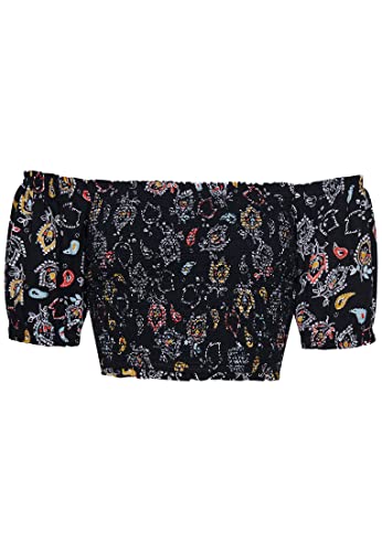 Vintage Smocked Crop Top koszulka z krótkim rękawem, 6 ww/Olivia Paisley Floral, L