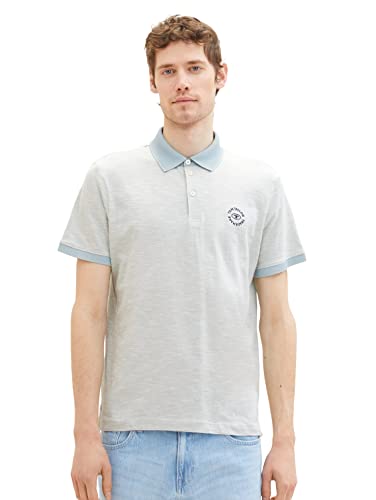 TOM TAILOR Męska koszulka polo, 30869-Ice Blue Offwhite Finestripe, S, 30869 - Ice Blue Offwhite Finestripe, S