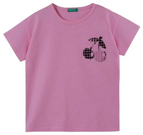 United Colors of Benetton Koszulka dziewczęca z krótkim rękawem, Rosa Intenso 05f, L (Krótki)