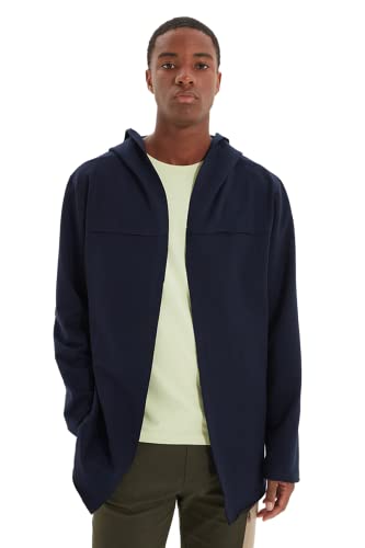 Trendyol Męski męski zwykły standardowy sweter z okrągłym dekoltem, tkany kardigan, granatowy, XL, granatowy, XL