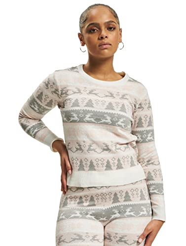 ONLY Damski sweter Onlxmas Comfy Deer L/S KNT, Crystal Pink/Pattern:w. Light Grey Melange/Cloud Dancer, XS