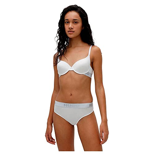 HUGO Damskie stringi z logo Thong Sporty, White100, XS