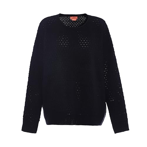 Nally Damski sweter z dzianiny z kołnierzem vintage akryl czarny rozmiar M/L, czarny, M