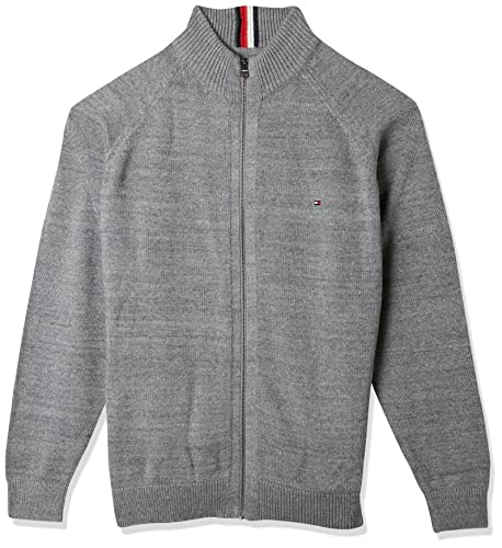 Tommy Hilfiger Męskie bt-amerykańskie bawełniane kardigany, wrzosowe cętkowane ciemnoszare, 3XL, Heathered cętkowane ciemnoszary, 3XL