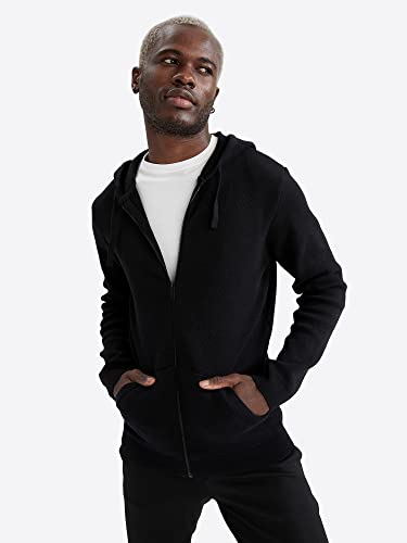 DeFacto Kardigan normalny krój dla mężczyzn kardigan na topy męski (czarny, 3XL), czarny, 3XL