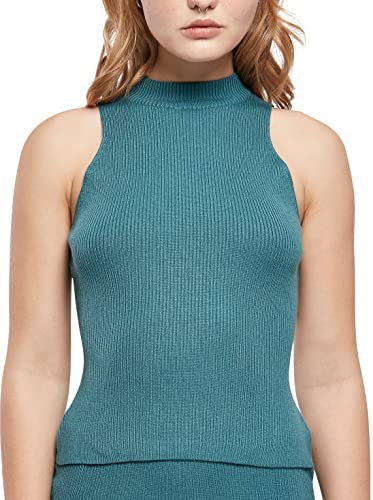 Urban Classics Women's Ladies Short Rib Knit Turtleneck Top T-Shirt, Jasper, XS, Jasper., XS