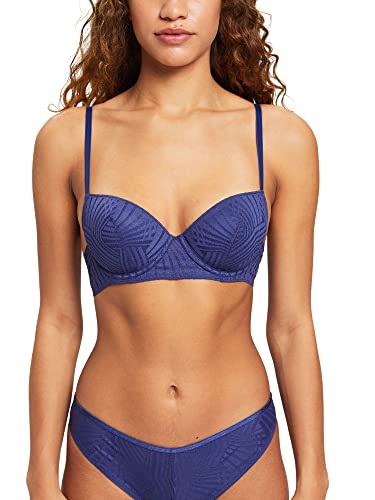 ESPRIT Bodywear damski biustonosz Seasonal LACE CLAS.pad, wyściełany biustonosz, ciemnoniebieski, 90 B, ciemnoniebieski, 90B