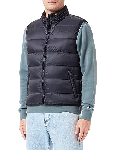 Champion Legacy Outdoor-High-Neck Tonal Logo Light Nylon Kamizelka Mężczyźni, Nero/Grigio Grafite, M