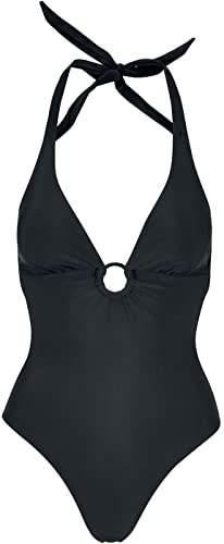 Urban Classics Damski kostium kąpielowy z recyklingu, wiązany na szyi, czarny, basics, Streetwear, czarny, S