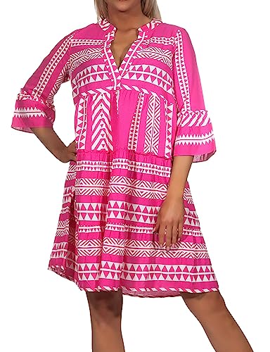 VERO MODA Damska tunika VMDICTHE 3/4 WVN Top, Pink Yarrow/AOP:Ibiza Snow White, M, Pink Yarrow/Aop: ibiza Snow White, M