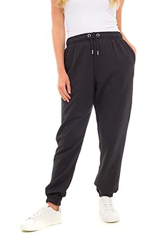 M17 Damskie spodnie do biegania z recyklingu, ponadwymiarowe spodnie dresowe z mankietami, spodnie wypoczynkowe, elastyczne spodnie do jogi, treningu, dresy z kieszeniami, Czarny, XS
