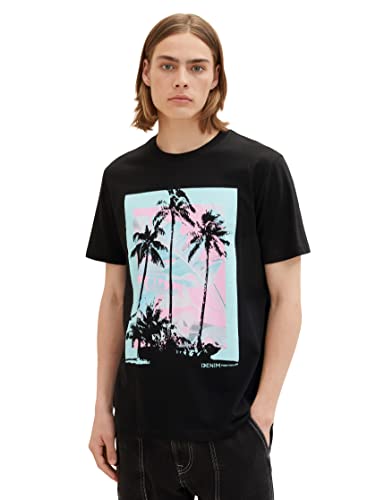 TOM TAILOR Denim Koszulka męska 1036480, 2999, czarna, XL, 2999 - Black, XL