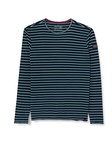 Timezone Męski T-shirt z długim rękawem, niebieski zielony pasek, S