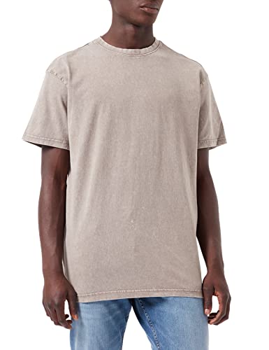 Build Your Brand Męski T-shirt z bawełny z okrągłym dekoltem i okrągłym dekoltem, dostępny w trzech rozmiarach XS-5XL, ciemnokhaki, 4XL