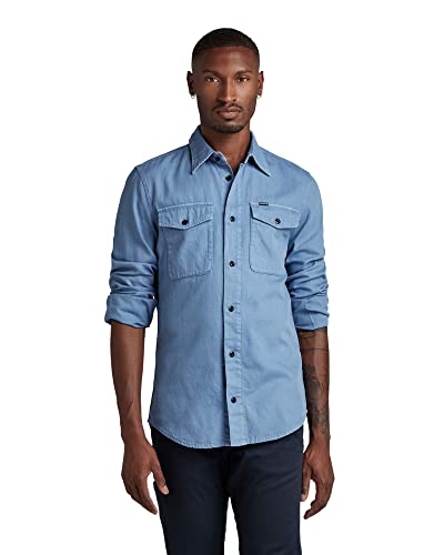 G-STAR RAW Męska koszula Slim Men's Marine, niebieska (deep Wave gd 7647-D853), S, niebieski (Deep Wave Gd 7647-d853), S