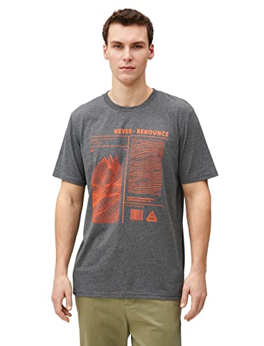 Koton Męski T-shirt z nadrukiem geometrycznym Crew Neck Short Sleeve, Anthracite (045), XL