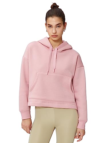Koton Damska bluza z kapturem Kangaroo Pocket Soft Inside Sport Hoodie, różowy (277), L