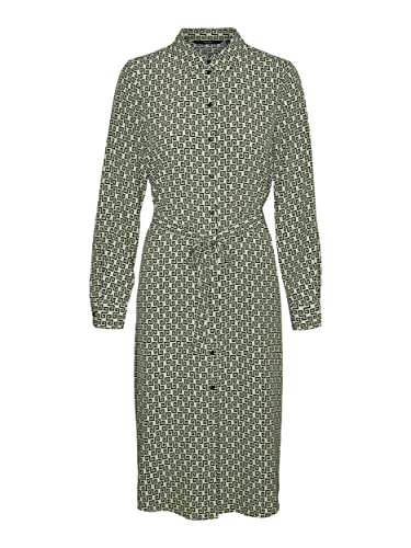 VERO MODA Vmnya Catch Ls Calf Shirt Dress WVN sukienka damska, Reseda/Aop: nora, S