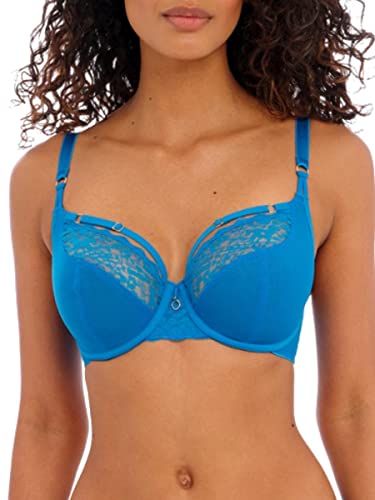 Freya Damski biustonosz Temptress z fiszbinami Plunge-BH, średni niebieski, 80D, średni niebieski, 80D