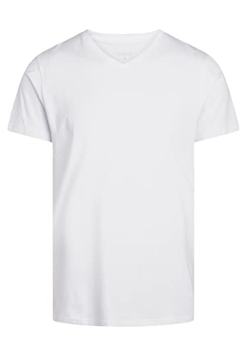 NORVIG Męski T-shirt męski z dekoltem w serek, rozmiar S, biały, biały, S
