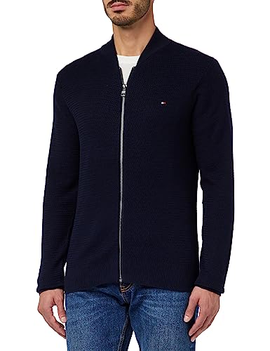 Tommy Hilfiger Męskie kardigany z zamkiem błyskawicznym z przeplatanym daszkiem, pustynne niebo, XXL, Pustynne niebo, XXL