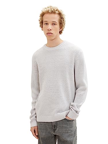 TOM TAILOR Denim sweter męski, 15398 – Light Stone Grey Melange, XL