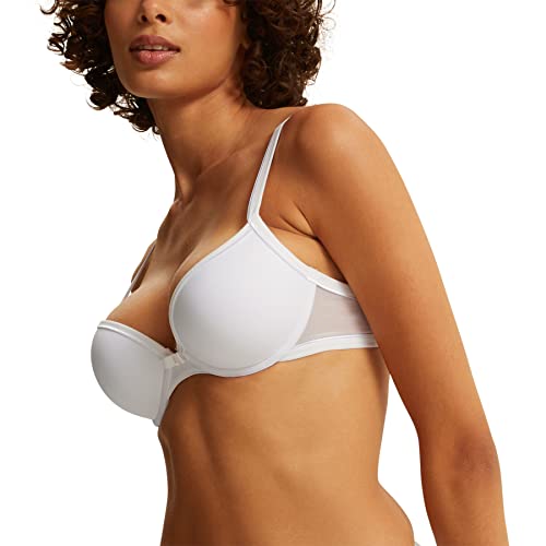 Variance - Biustonosz push-up z fiszbinami z czystej mikrofibry, biały, 65A