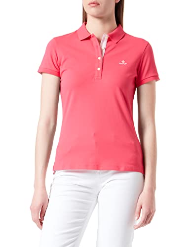 GANT Damska koszula polo Contrast Collar SS Pique, magenta PINK, standardowa, magenta różowy, M