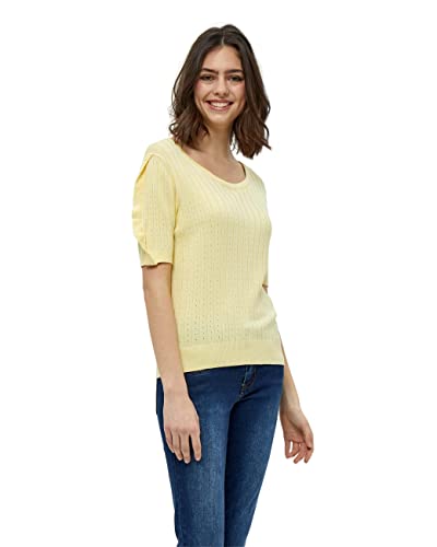 DESIRES Sweter damski Geisha Rib Ruffle Blouse, żółty, L
