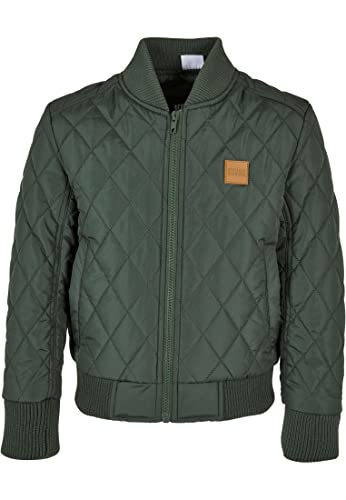 Urban Classics Chłopięca kurtka nylonowa Diamond Quilt, oliwkowy, 110-116