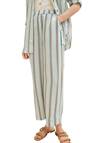 TOM TAILOR Damskie spodnie 1036684, 31948-Offwhite Brown Vertical Stripe, 46 W / 28 L, 31948 – Offwhite Brown pionowe paski, 46W / 28L