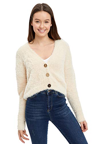 DeFacto Kardigan normalny krój dla kobiet kardigan na topy damski (LT.Stone, M), Lt.stone, M