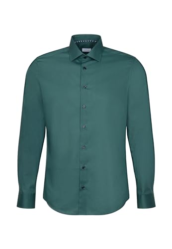 Seidensticker Męska koszula biznesowa - Extra Slim Fit - łatwa do prasowania - kołnierz Kent - długi rękaw - 100% bawełna, ciemnozielony, 40