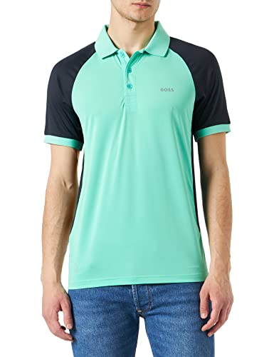 BOSS Pauletech Slim Fit męska koszulka polo z rozciągliwej tkaniny Performance Stretch z kolorowym wzorem, Open Green340, M