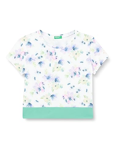 United Colors of Benetton Koszulka dziewczęca z krótkim rękawem, Bianco Fantasia a Fiori 69b, S