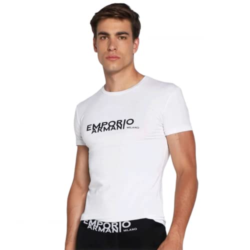 Emporio Armani Męski T-shirt On Site Edition Short Sleeve Slim Fit, biały, XL