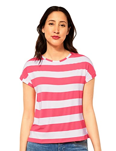 Street One Damska koszulka w paski A318003, Fruity neon Coral, 40