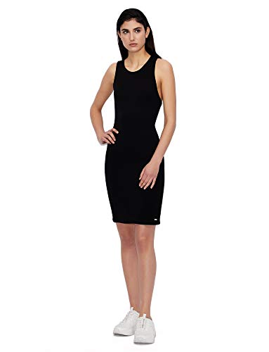 Armani Exchange Damska sukienka ze streczu, Comfortable Interlock Midi Business Casual, czarny, M