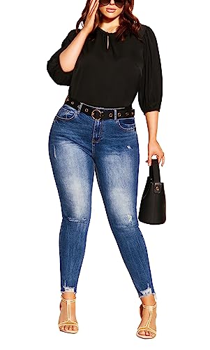 CITY CHIC Bluzka damska, Czarny, 46-Plus