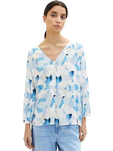 TOM TAILOR Damska bluza z wzorem, 32135 - Blue Shapes Design, 40