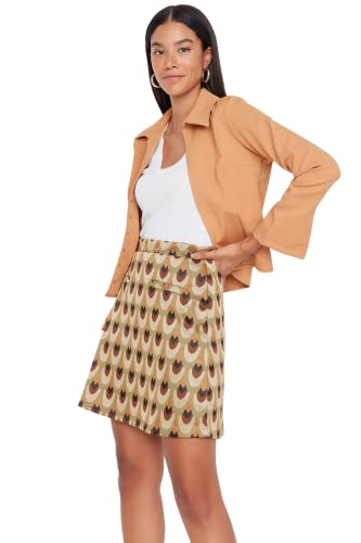 TRENDYOL Women's damska mini trapezowa spódnica z dzianiny, wielokolorowa, M, Multi-color, M