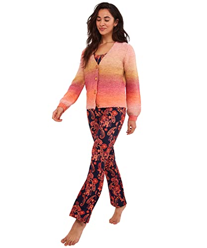 Joe Browns Damski sweter z długim rękawem Sloe Joes zrównoważony, przytulny, dzianinowy ombre, zapinany na guziki, różowy, M