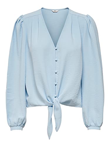 ONLY Damska bluzka Onlmette L/S Button Knot Top Noos WVN, Cashmere Blue, 3XL