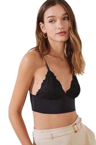 women'secret Braletka damska trójkątna koronka czarna biustonosz, XL, czarny, XL
