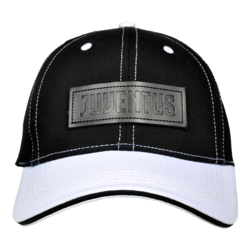 Juventus Dwukolorowa czapka baseballowa dla dorosłych z logo skóry, oficjalny produkt 133193 Juve, Czarny, rozmiar uniwersalny