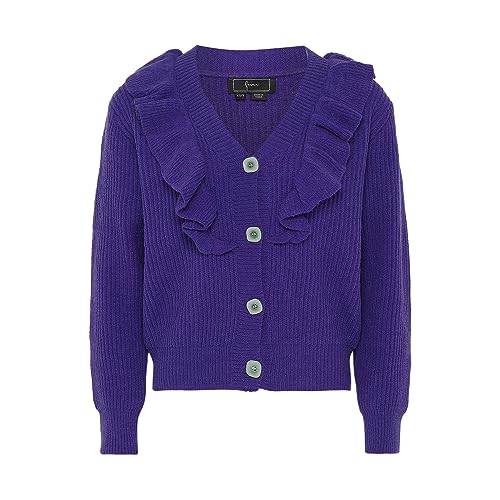 faina Damski rozdwajany drewniany brzeg uszu dekolt w serek modny kardigan akryl fioletowy rozmiar XL/XXL, liliowy, XL