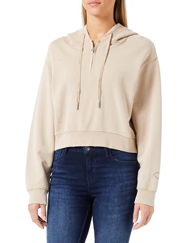 Replay Damska bluza z kapturem Cropped, 803 Light Taupe, XXS